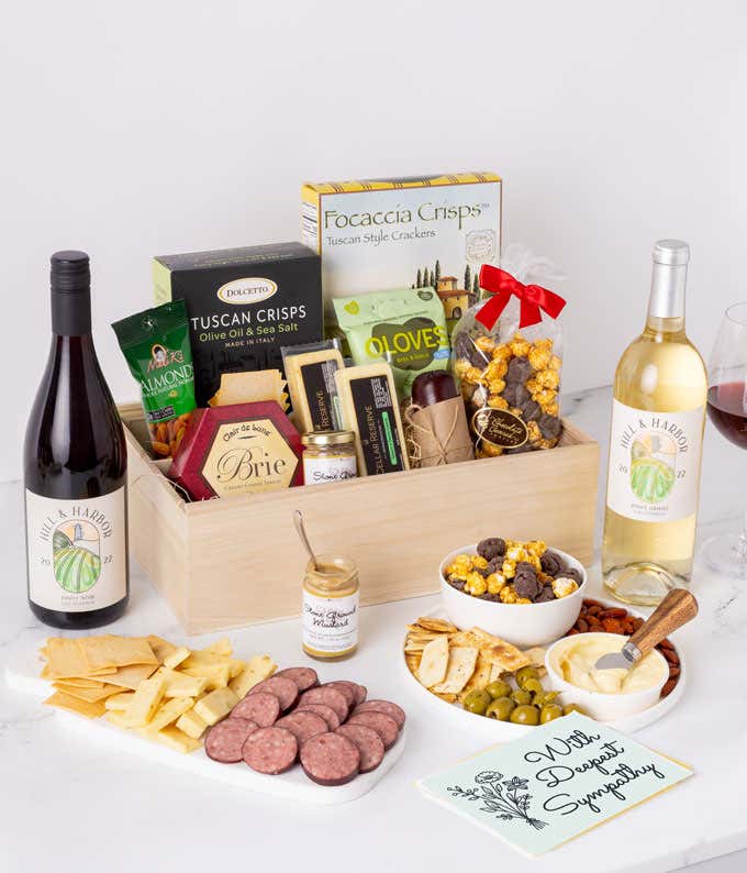 Deepest Sympathy Charcuterie & Wine Gift Box - Duo